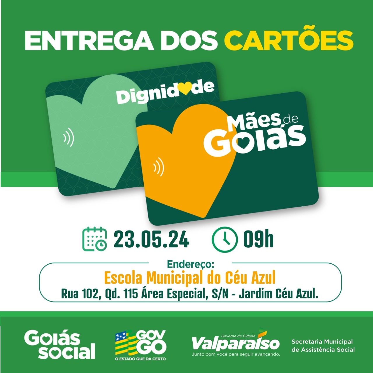 PROGRAMA MÃES DE GOIÁS REALIZARÁ NOVA ENTREGA DE CARTÕES EM VALPARAÍSO