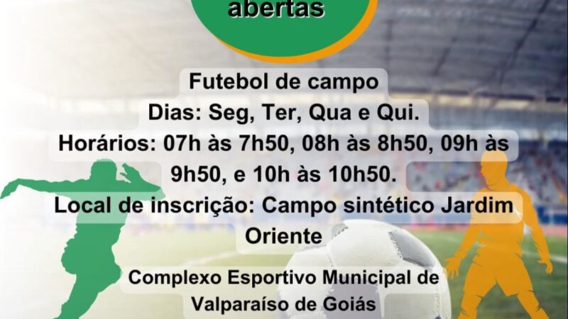 SECRETARIA DE CULTURA E ESPORTE ABRE INSCRIÇÕES PARA AULAS DE FUTEBOL DE CAMPO NO JARDIM ORIENTE