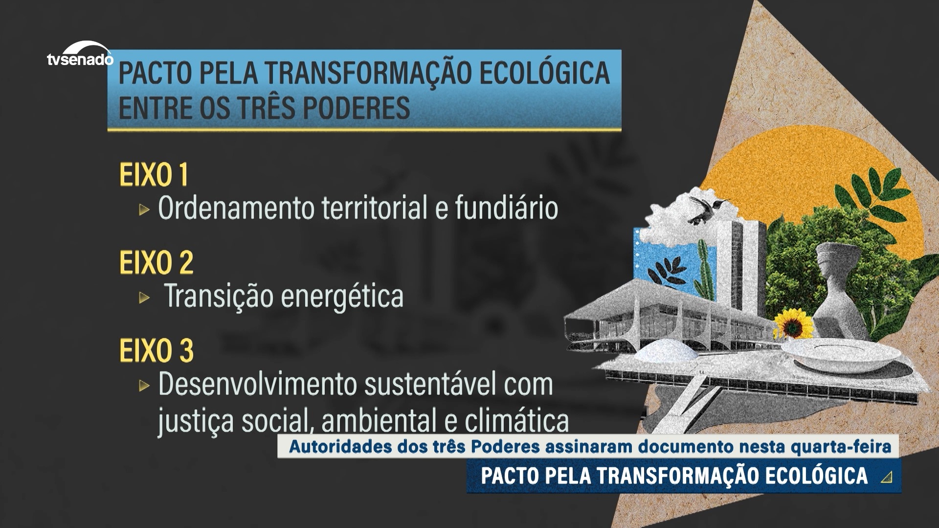 Chefes dos Três Poderes assinam Pacto Pela Transformação Ecológica — Senado Notícias