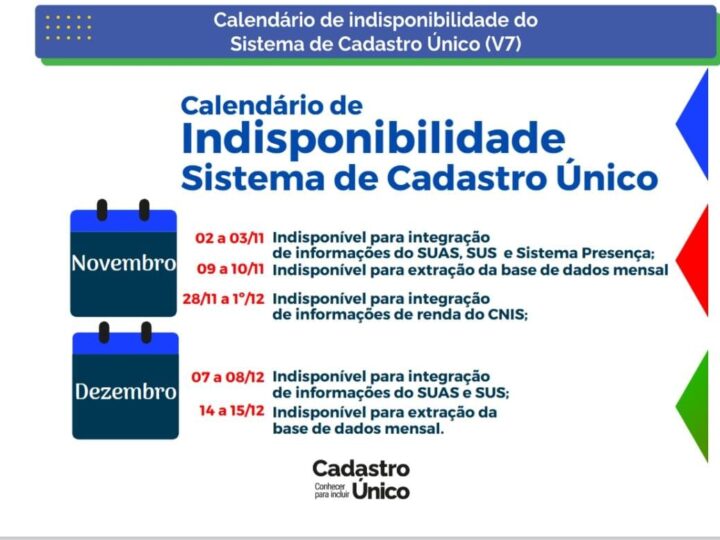 COMUNICADO CADASTRO ÚNICO: INDISPONIBILIDADE NO SISTEMA